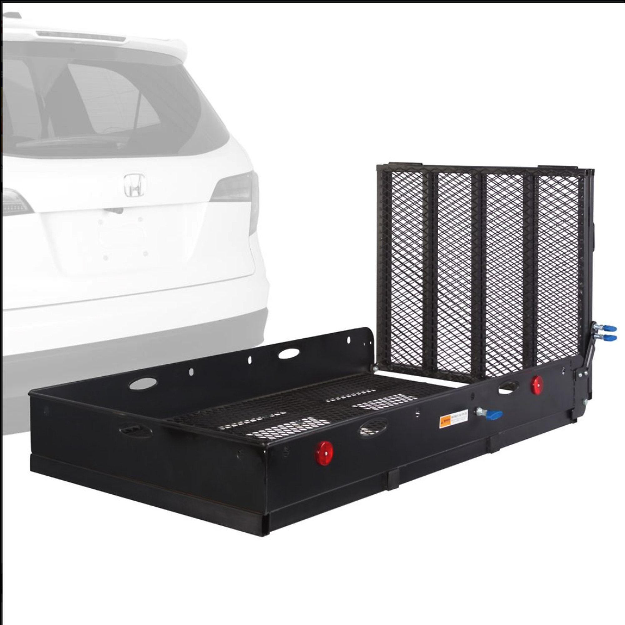 Elevate Outdoor, Steel Heavy-Duty Basket Cargo Carrier with Ramp, Capacity 500 lb, Receiver Size 2 in, Material Steel, Model# UC500-XL